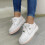 Women's color-blocking leather lace-up sneaker boots thick 5