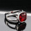 Stainless Steel Square Cubic Zirconia Ring Silver Red Size 4