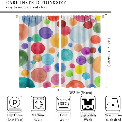 Polka Dot Curtains Watercolor Rainbow Pattern 42x54 Inch 1