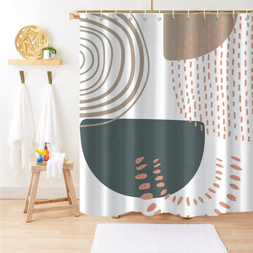 Κουρτίνα μπάνιου Boho Μπεζ Αδιάβροχη 72x78 ίντσες 1