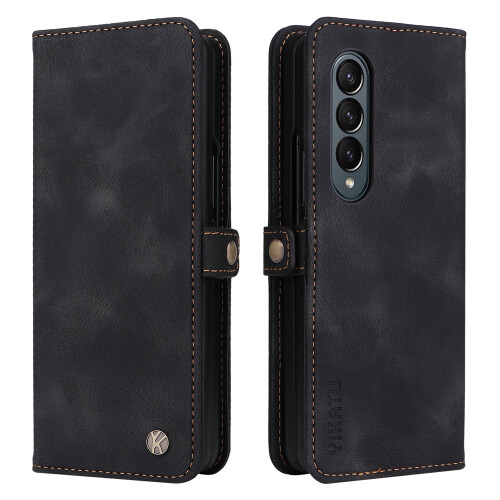 Samsung Galaxy Z Fold4magnetiskt läderfodral svart 1