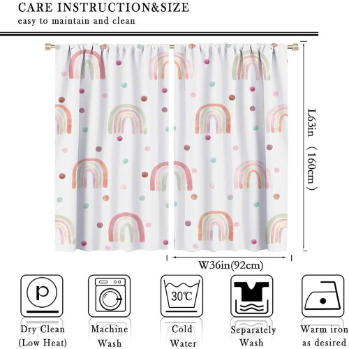 Boho Rainbow Curtains Pink Blue Polka Dot Abstract 1