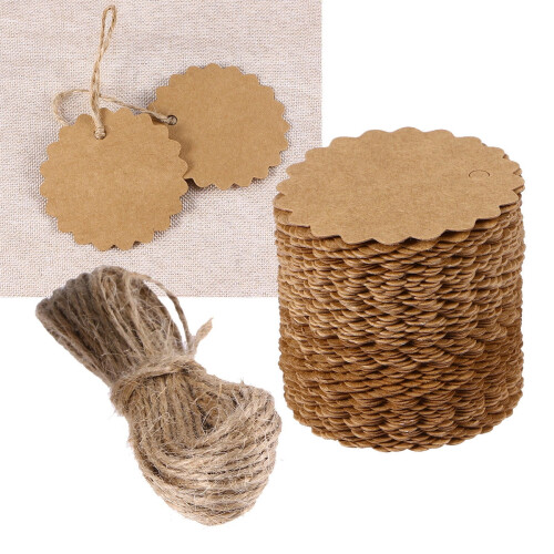 Brown Round Cowhide Hanging Tags 100 pcs 2