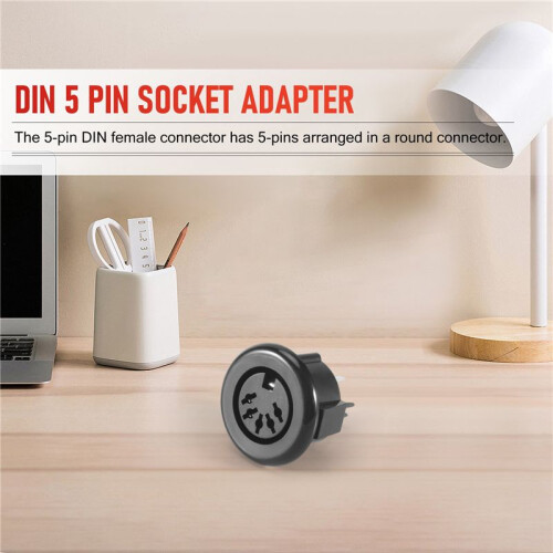 Female 5 Pin DIN Plug Panel Mounted Keyboard Cable Connector Adapter 1