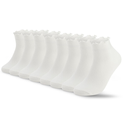 Women's Frilly Ruffle Socks Solid Color Lettuce Edge One