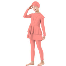 Girls' swimsuit long sleeve modest ruffle skirt watermelon