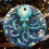 Vintage Blue Octopus Ceramic Ornament 3 inch 7