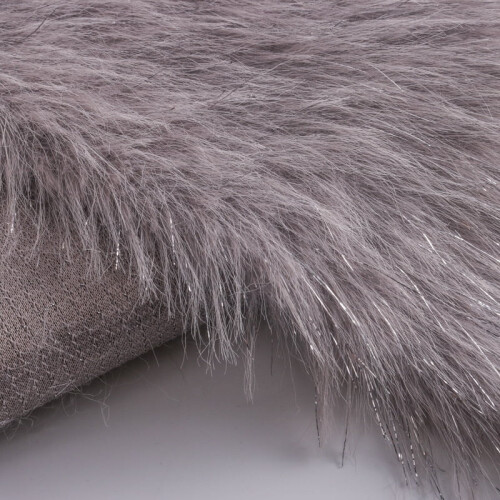 Silver Filamentary Plush Fabric Grey 39x63 Inch