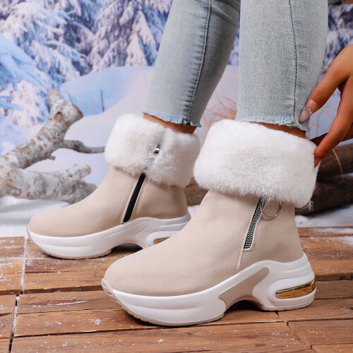 Women's Winter Snow Boots Beige Size 8.5 1