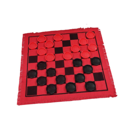 Checkers Board Game Set Jumbo Reversible Mat 3-in-1 2