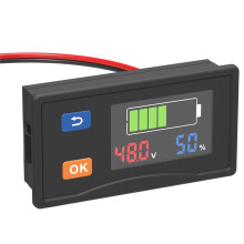 Indicador de Nível de Bateria LCD com Configuração Personalizada e Exibição de Tensão e Capacidade para Baterias de Chumbo-Ácido e Lítio.