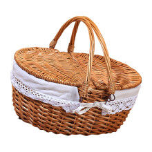 Handwoven Wicker Picnic Basket with Removable Liner Outdoor