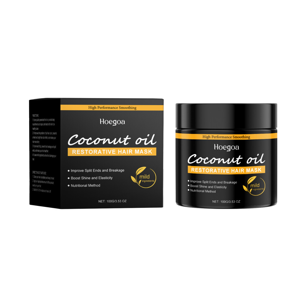 (100g) Hoegoa Coconut Oil Hair Mask Care for dry and frizzy hair, smooth and shiny hair care Coconut Oil Hair Mask