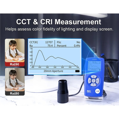 Linshang LS332 Screen Luminance Meter Spectrometer for Display Screen Lamps Brightness Flicker Frequency CCT CRI Testing 1