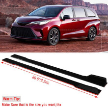 Car Side Skirts Extension Set Gloss Black with Red Trim 6