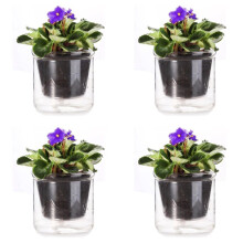 4X Maceta de Riego Automático de 4 Pulgadas, Maceta para Violeta Africana, Jardinera de Vidrio con Riego Inferior para Plantas de Interior y