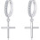 Sterling Silver Cross Drop Earrings with Moissanite for 1