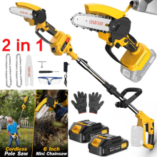 Cordless Pole Saw and Mini Chainsaw 6 Inch Extendable