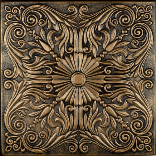 Spanish Silver Foam Ceiling Tile Antique Brass 8 Pieces