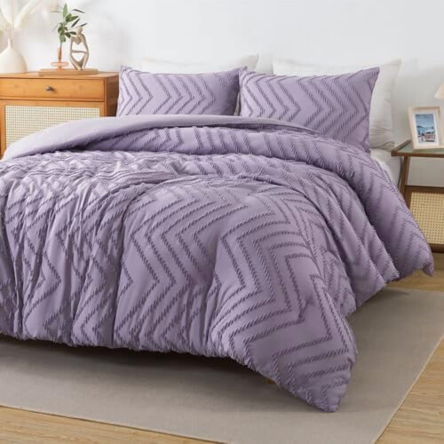 Purple Boho Queen Comforter Set Microfiber 3-Piece