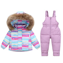 Girls' insulated snowsuit two-piece set for cold weather