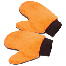 Car Wash Mitts Coral Fleece 2 Pcs Orange Grey