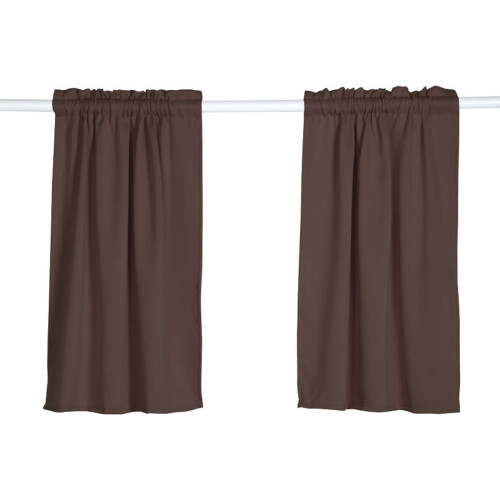 Blackout Window Curtains Coffee 14x29 Inch Back Tab and Rod