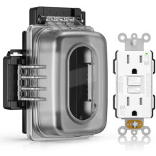 Outdoor GFCI Outlet White 15A Weather-Resistant Lockable