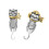 Asymmetrical Graffiti Cat Earrings Silver Unisex Jewelry 1