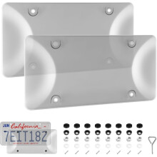 License Plate Frames Grey with Screws and Caps 2-Pack
