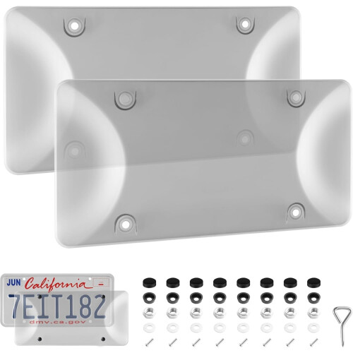 License Plate Frames Grey with Screws and Caps 2-Pack