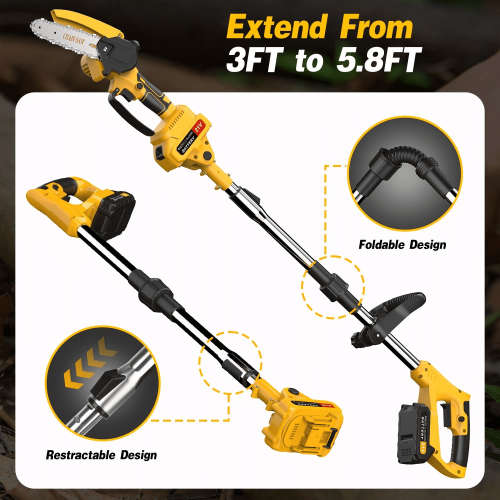 Cordless Pole Saw and Mini Chainsaw 6 Inch Extendable 1