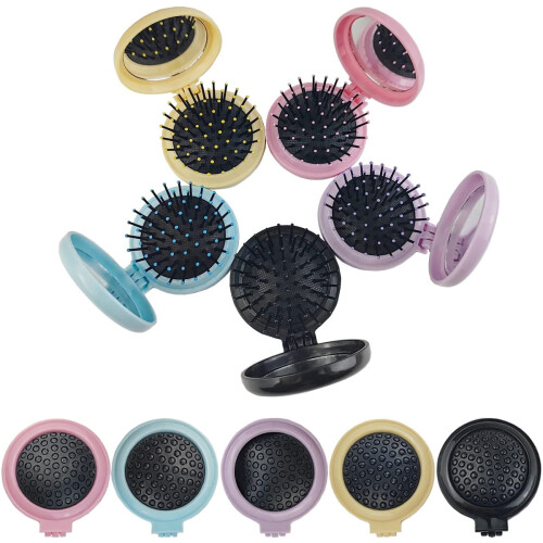Folding Travel Hair Brush Set with Mirror 9PCS