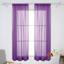 Dark Purple Polyester Sheer Curtain 39x79 in