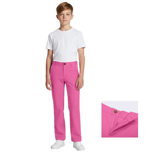 Boys' Hot Pink Chino Pants with Pockets Pull-On Straight Fit