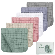 Muslin Burp Cloths 6-Pack 6-Layer 100% Cotton Dark Green
