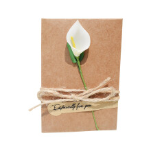 Cowhide Dried Flower Greeting Card Vintage Floral 1pc