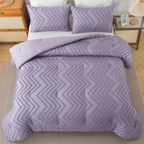 Purple Boho Queen Comforter Set Microfiber 3-Piece 2