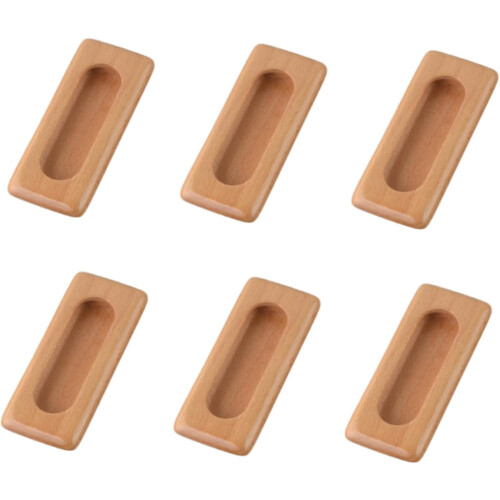 Wood Dresser Knobs Beech Varnish 6 pcs 88 x 35 mm