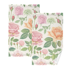 Rose Flower Cotton Hand Towels Set 2 pcs