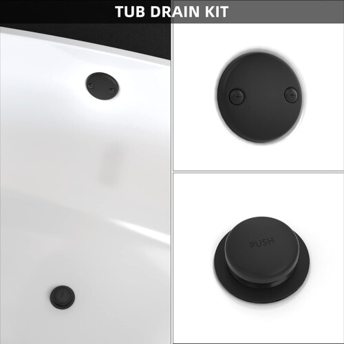 Matte Black Bathtub Drain and Overflow Kit Universal Metal 1