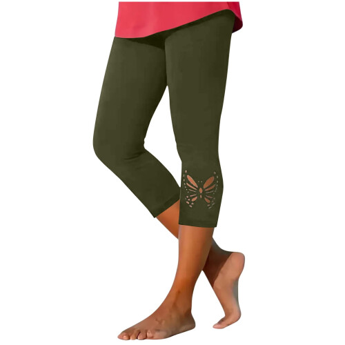 Women's Solid Yoga Pants Butterfly Laser-Cut Floral 1