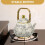 Vintage enamel tea kettle floral design 2L steel handle 4