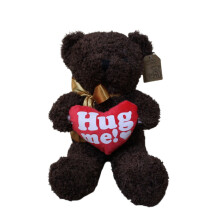 Brown Plush Heart Bear with Golden Ribbon 1 Piece