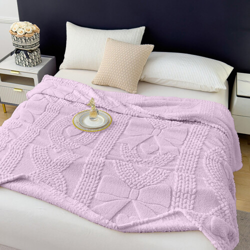 Raschel Blanket Purple 28x39in Soft Thick Double Layer