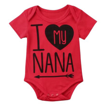 Baby Romper Set Short Sleeve Red 90