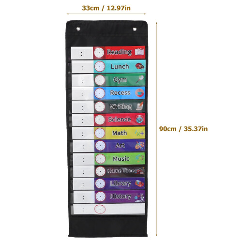 Classroom Calendar Hanging Bag Black Rectangular Pocket 1