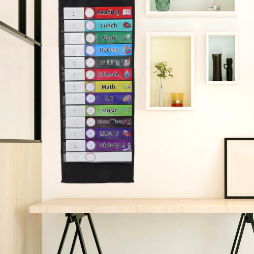 Classroom Calendar Hanging Bag Black Rectangular Pocket 2
