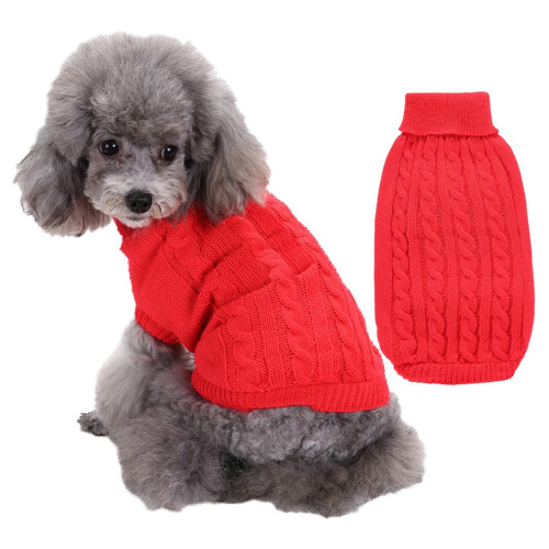 Dog Sweater Turtleneck Elastic Red XL 2