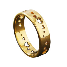 Women's Rose Gold Stainless Steel Hollow Heart Ring Size 9